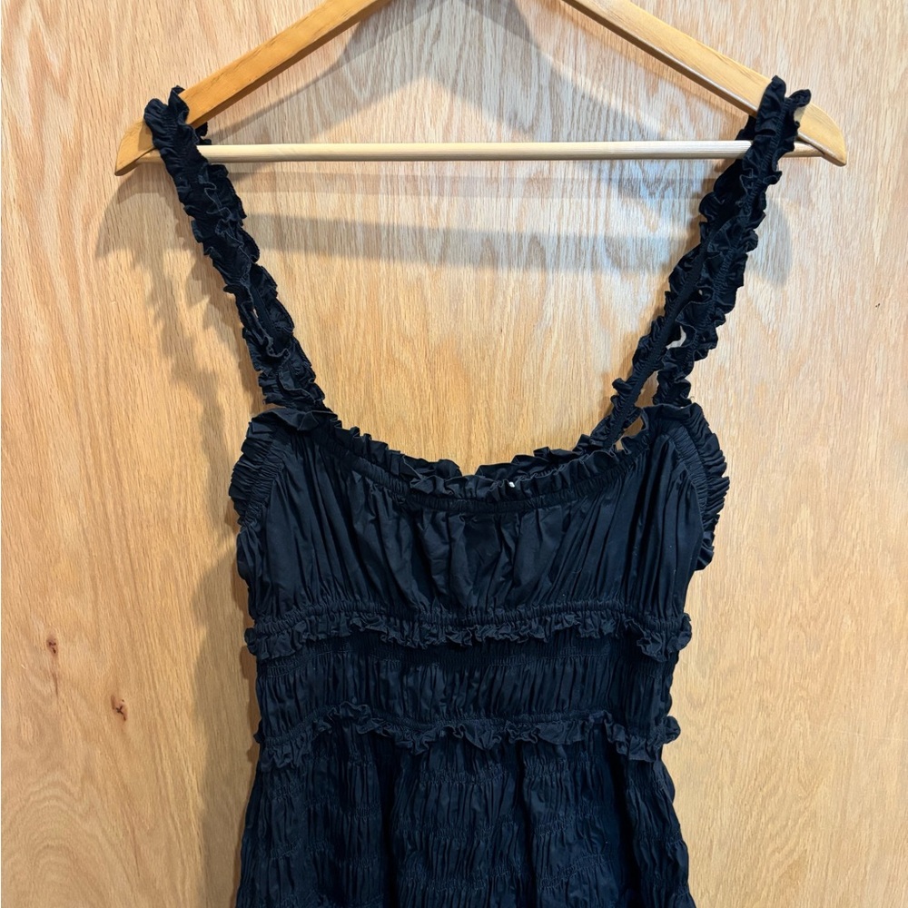 Doen Marianne Black Ruffled Sleeveless Dress